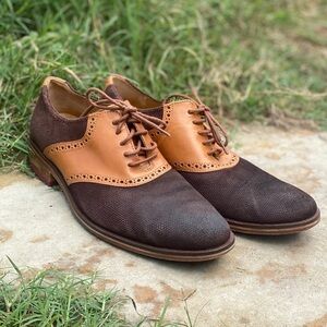 Cole Haan Oxfords size 8.5 textured wingtip chocolate brown professional